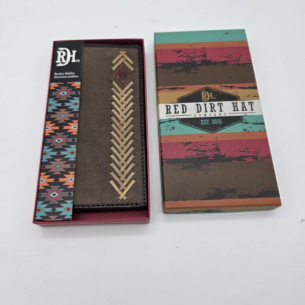 Unisex Red Dirt Hat Co Rodeo Wallet Genuine Leather Brown Rawhide Weave NIB